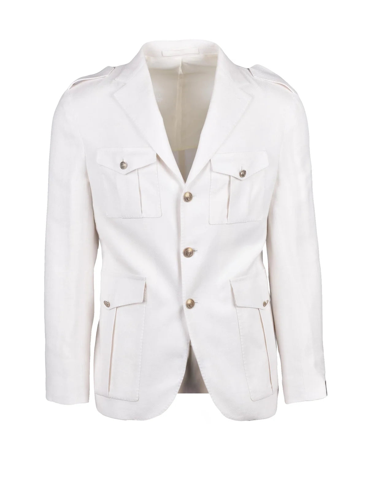 Eleventy Giacca Military Lino, Alpaca, Seta - Bianco
