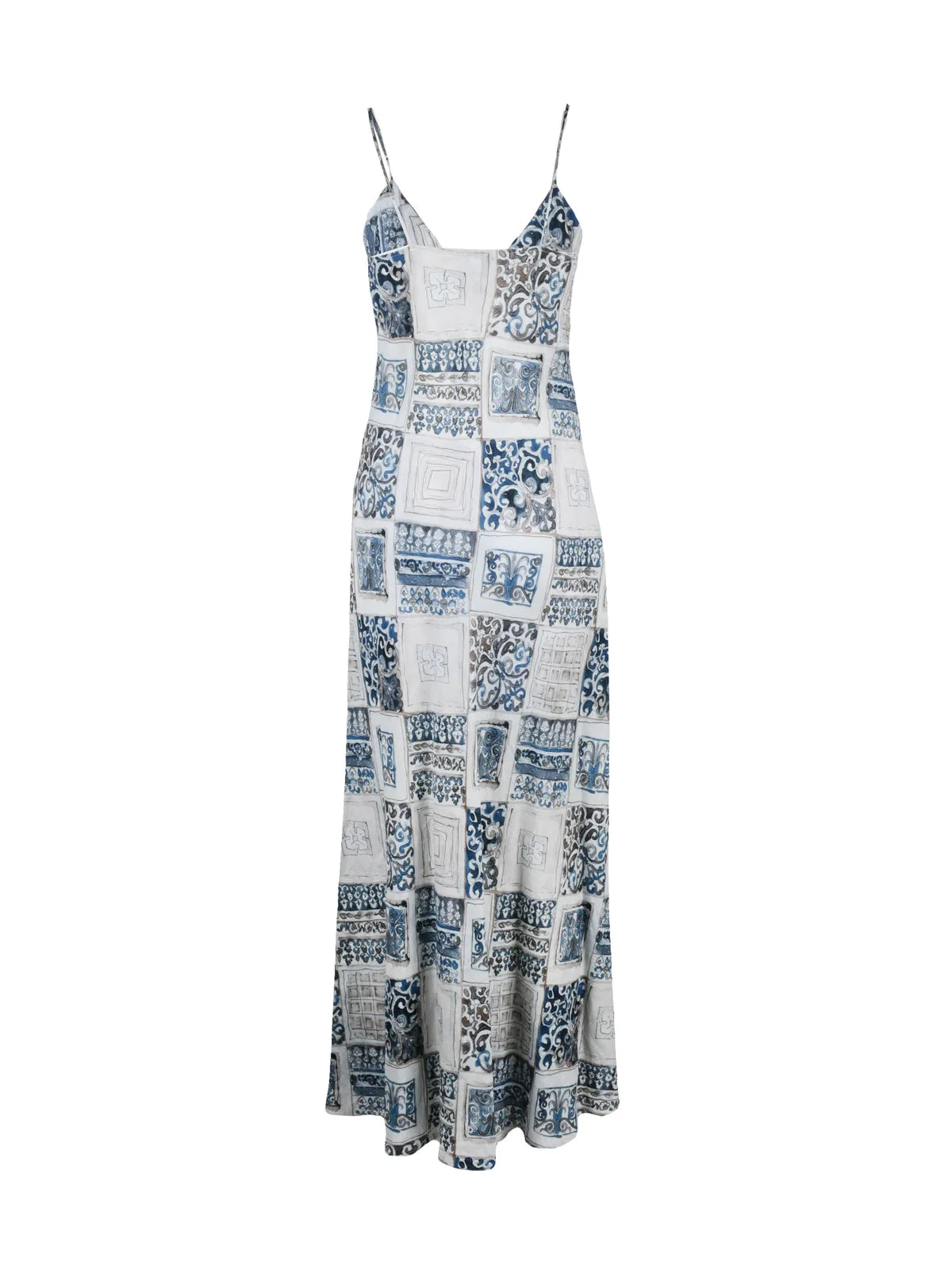 Eleventy Abito Lungo Svasato - Blu/Beige