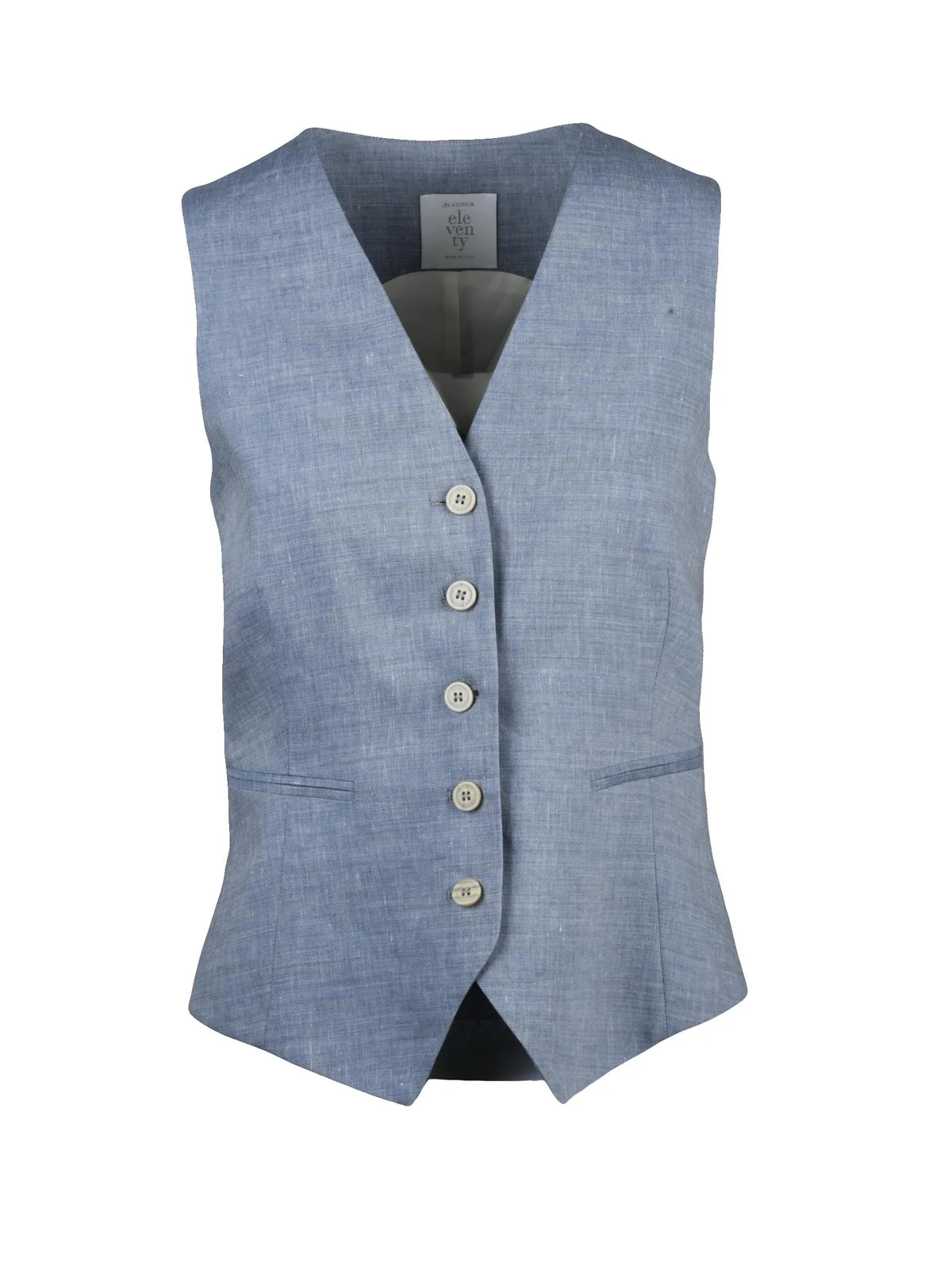 Eleventy Gilet Lino e Lana - Celeste