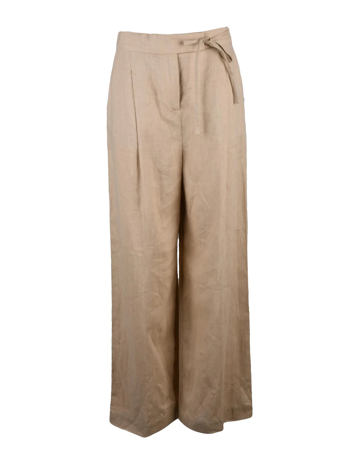 Eleventy Pantalone Lino Vita Alta - Beige