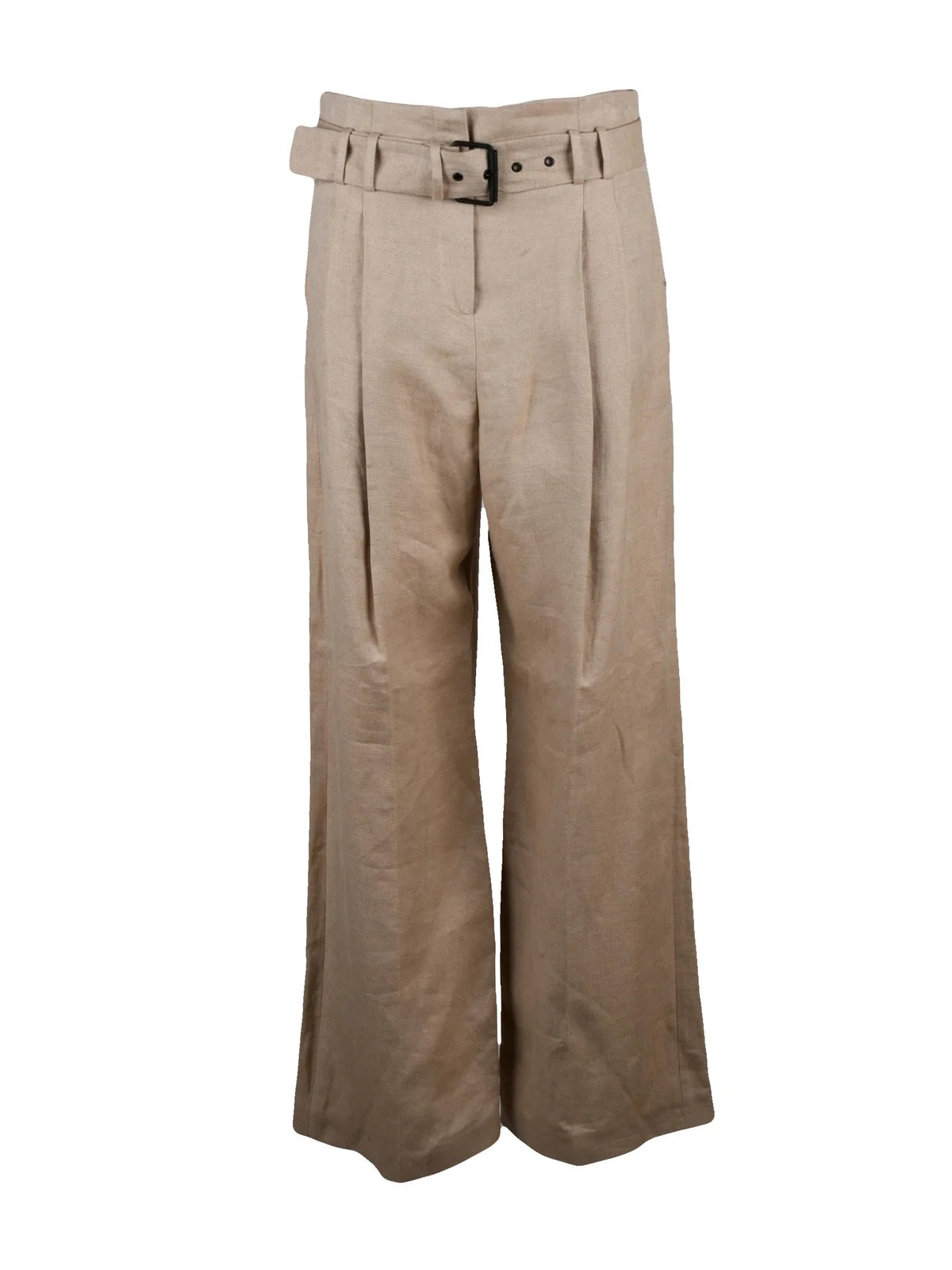 Eleventy High-Waisted Linen Trousers - Beige