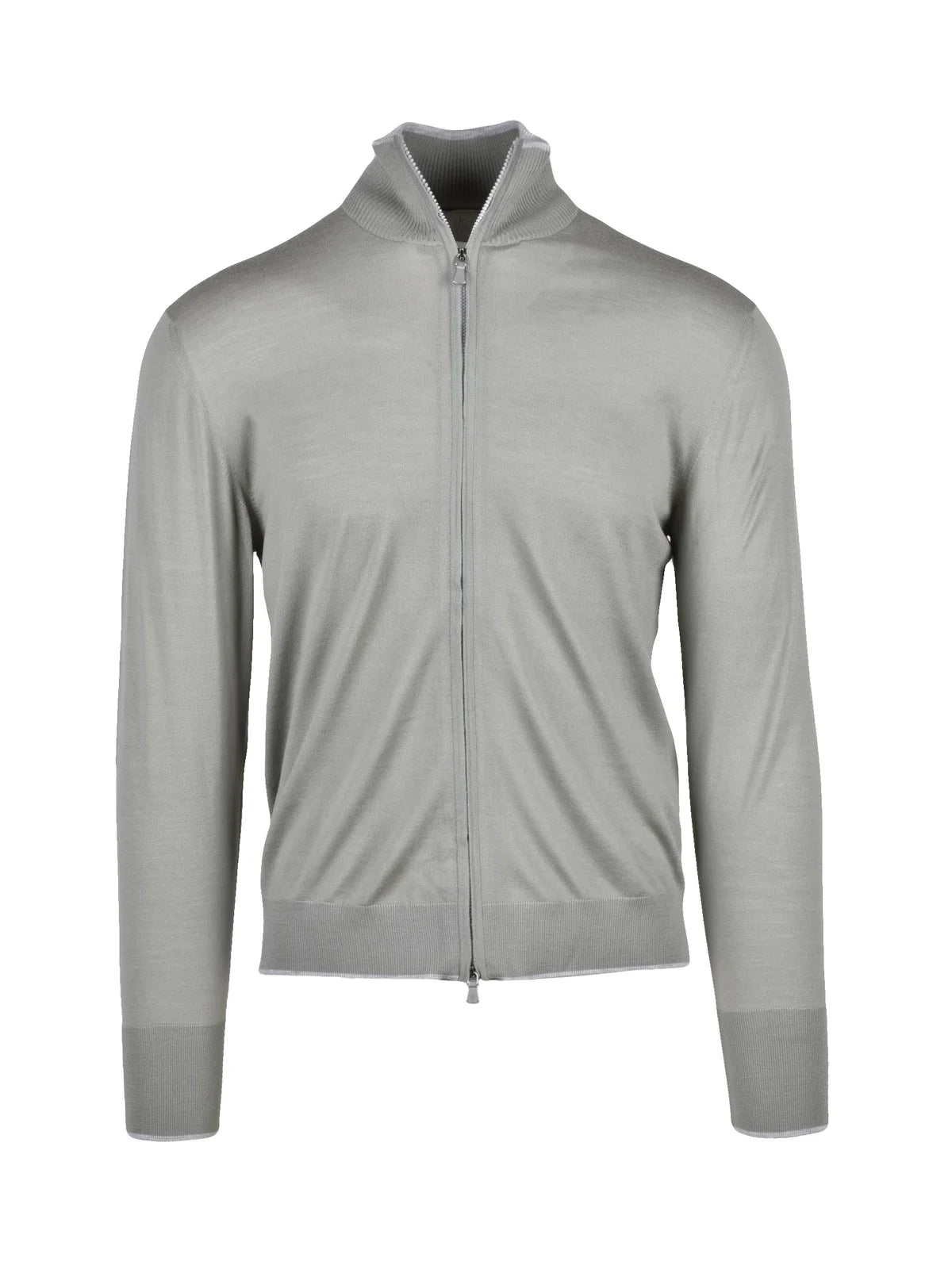 Eleventy Cardigan Zip Lana Collo Alto - Verde Salvia