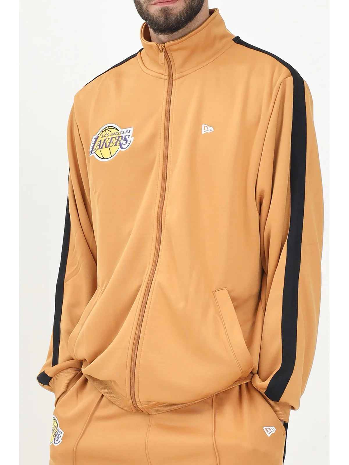 New Era Felpa Uomo con Zip - Nero/Arancio