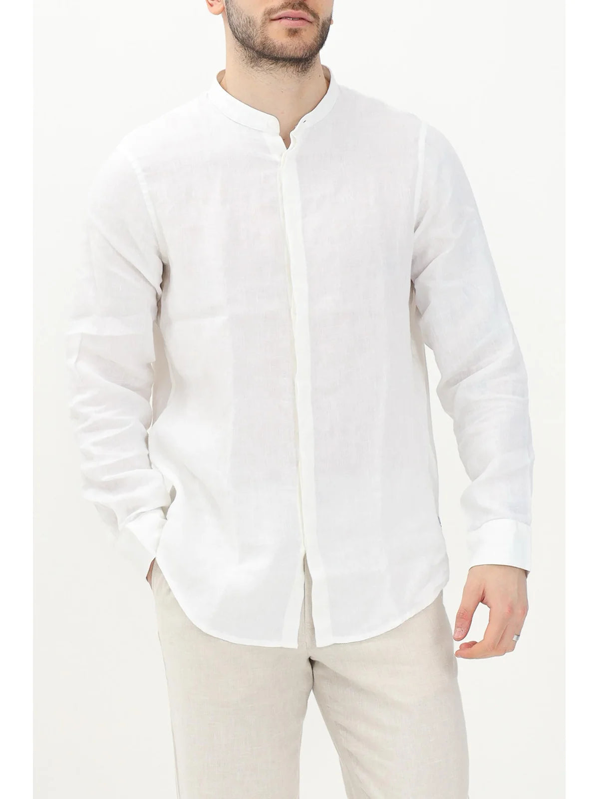 Armani Exchange Camicia in Lino - Bianco