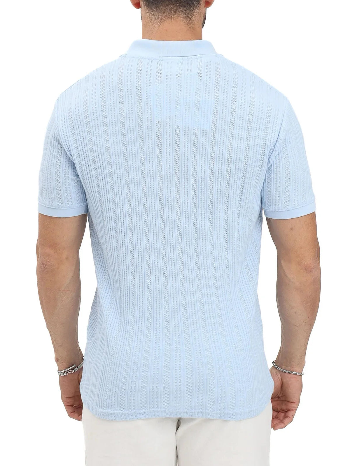 Selected Knitted Polo Shirt - Sky Blue
