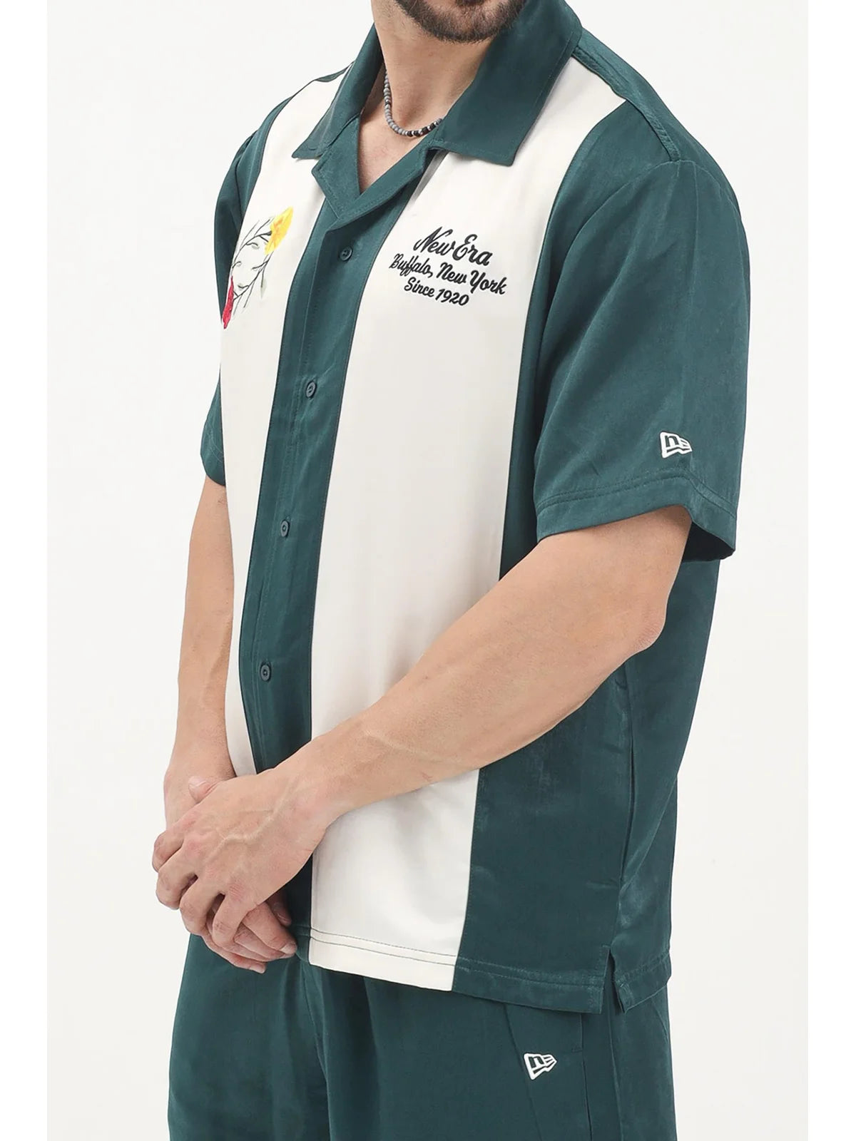 New Era Rayon/Polyester Shirt - Green/White