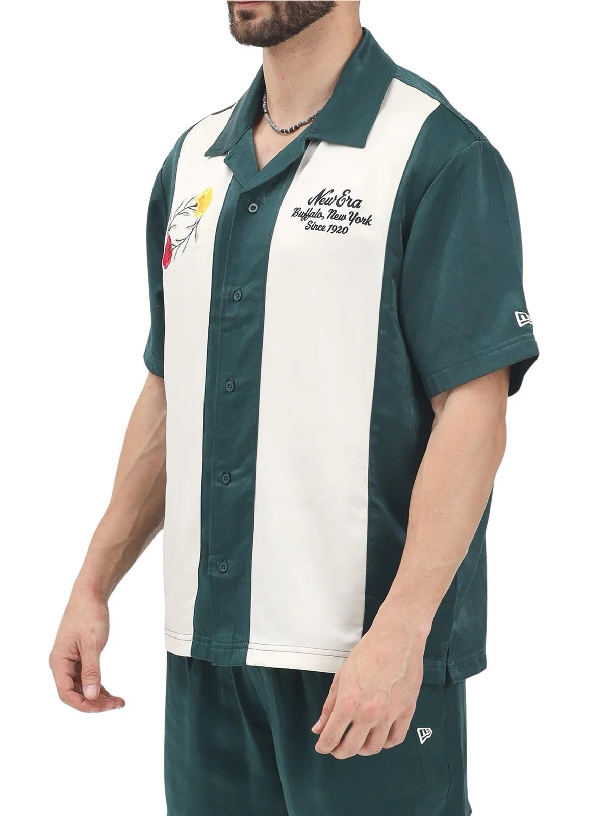 New Era Rayon/Polyester Shirt - Green/White