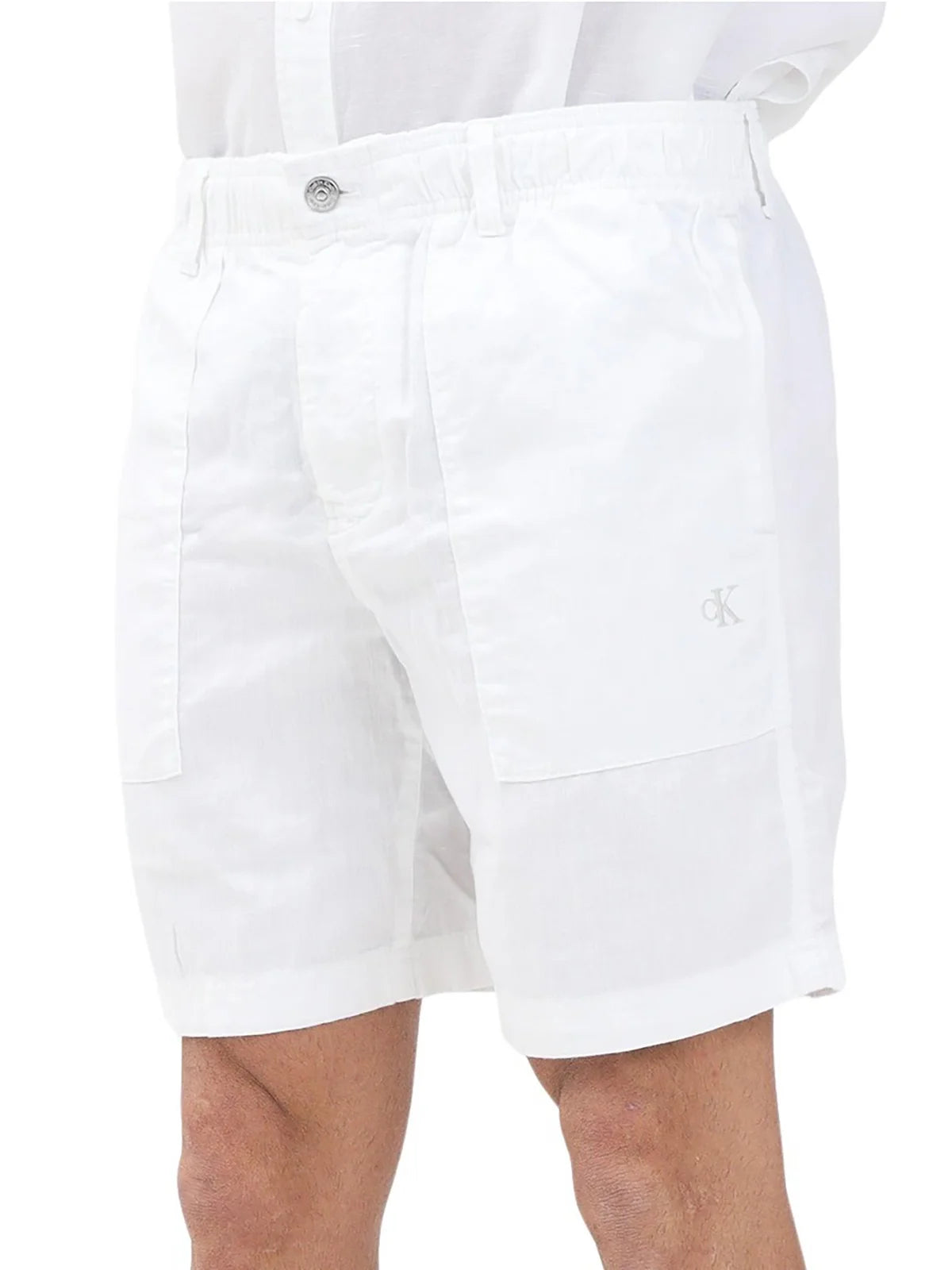 Calvin Klein Jeans Bermuda Lino e Cotone - Bianco