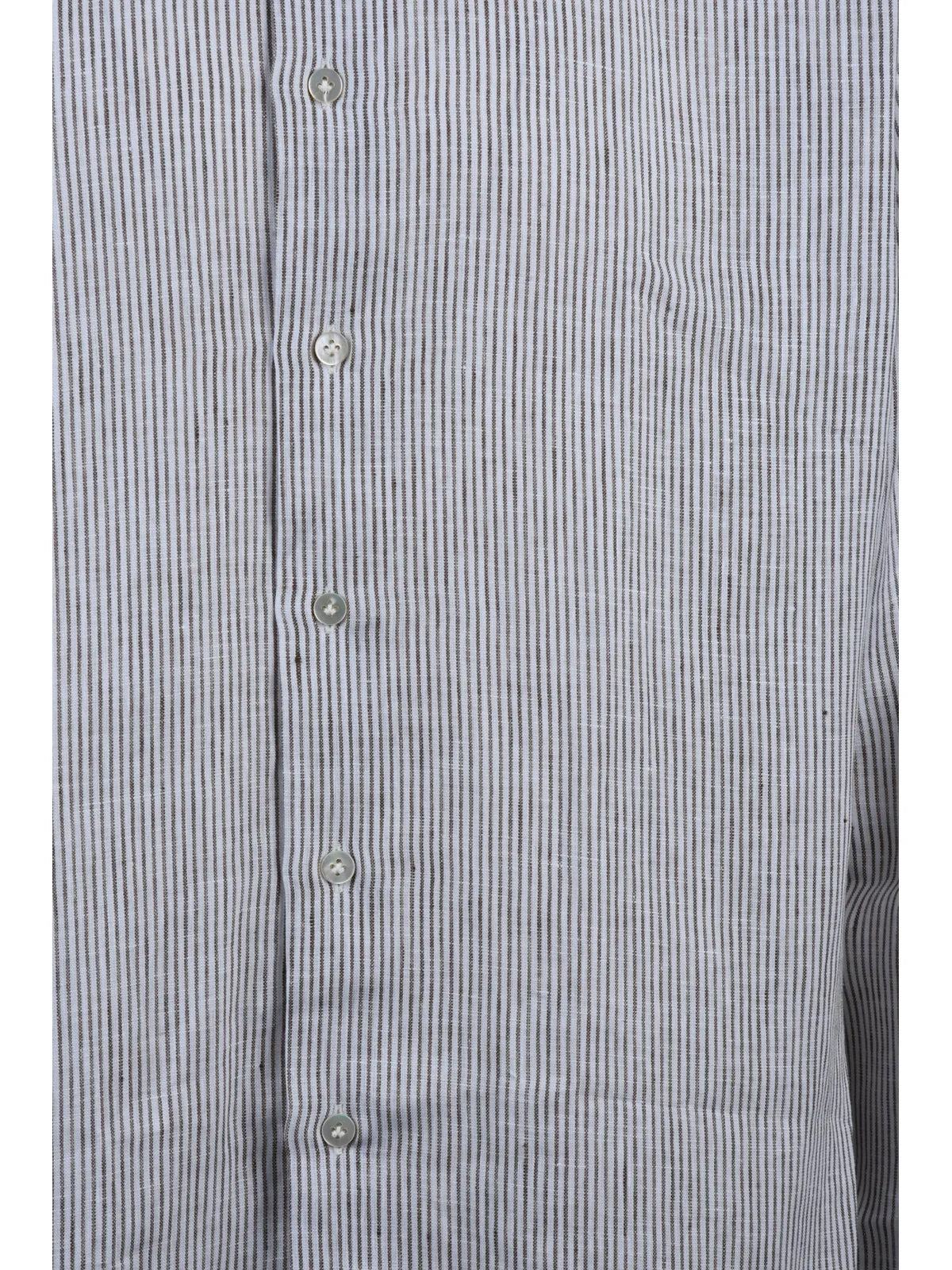 Borriello Camicia Cotone Lino - Bianco/Beige