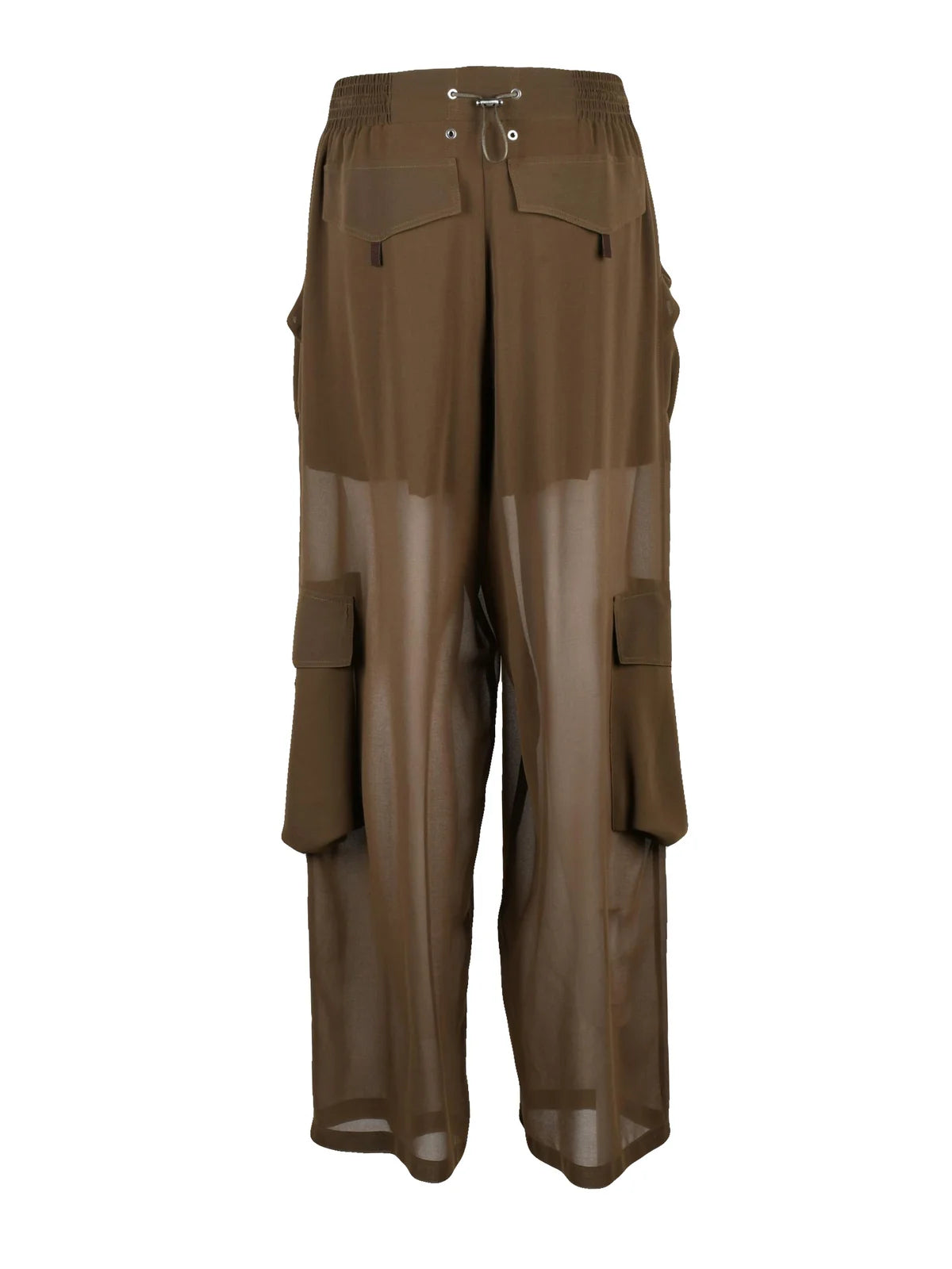 Pinko Pantaloni Sottocasa in Voile - Olive Green