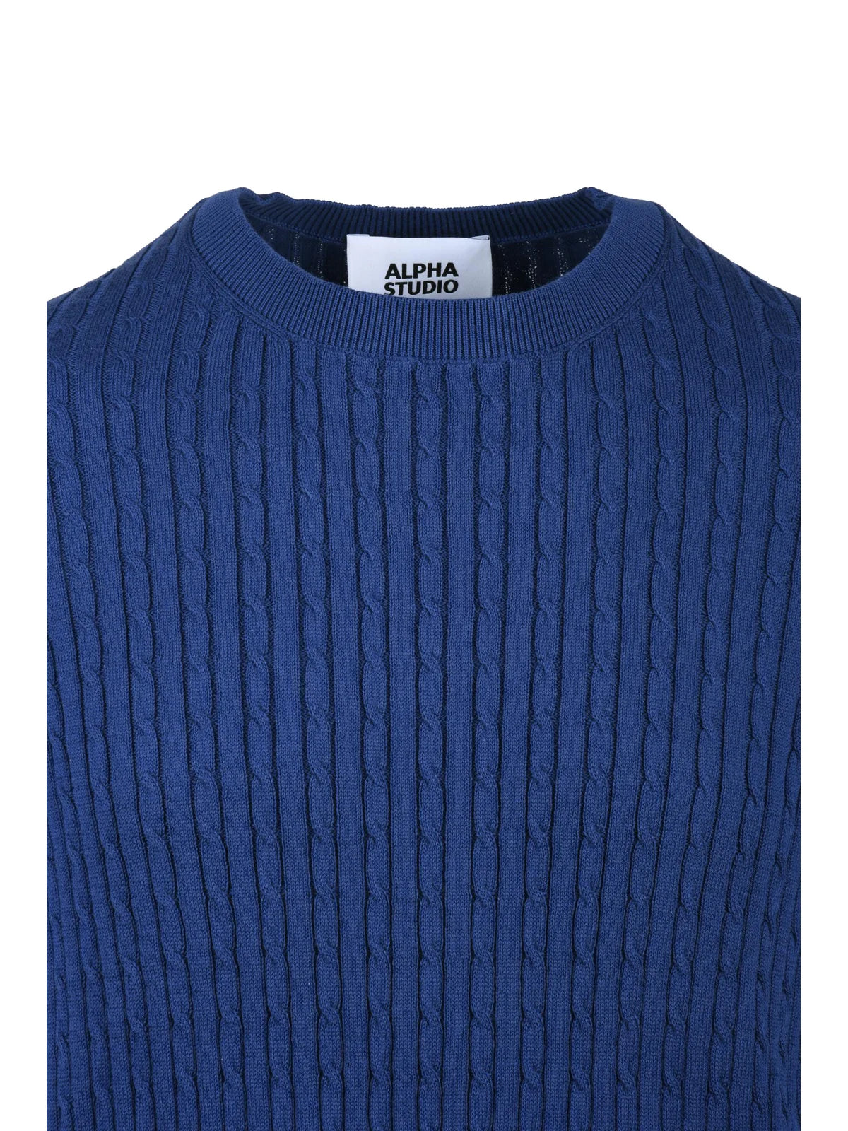 Alpha Studio Maglioncino Girocollo Trecce - Indigo