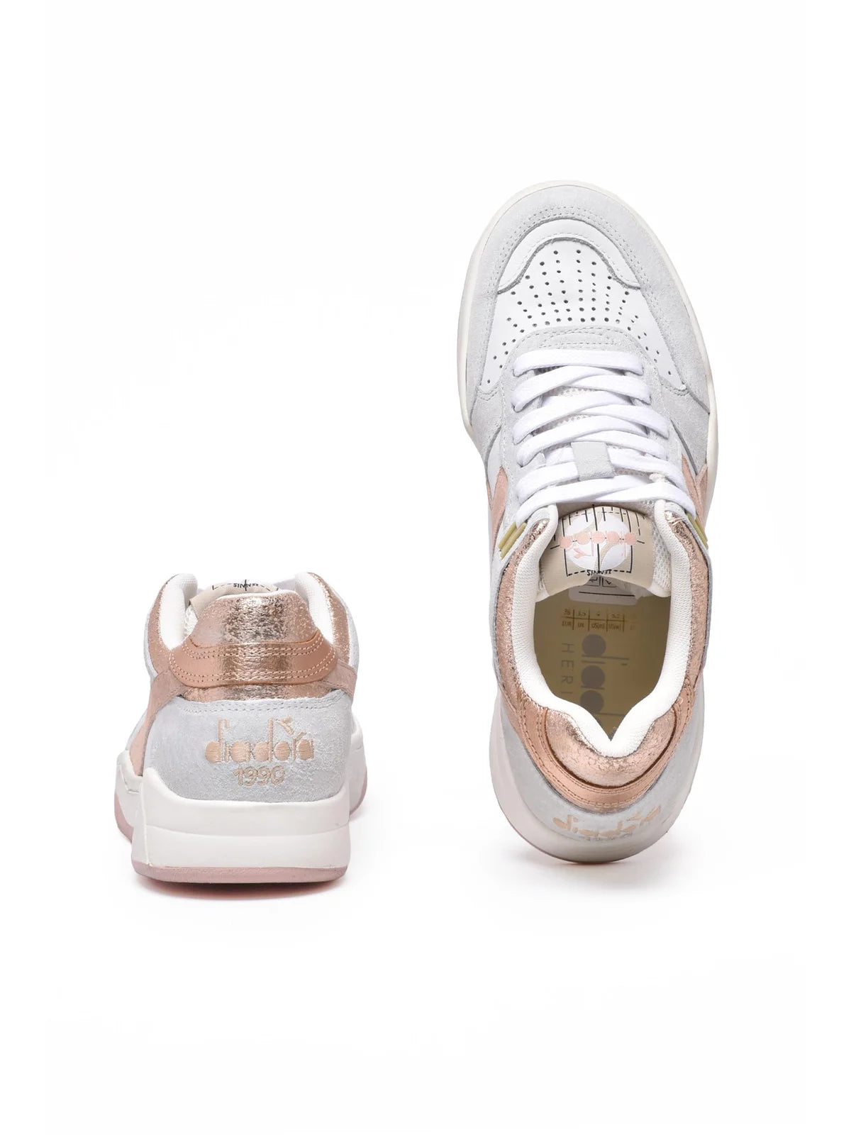 Diadora Heritage Sneakers B.560 Crackle Lamé - Bianco/Grigio