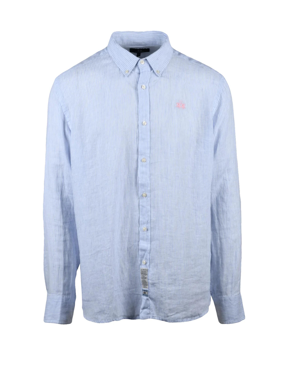 La Martina Camicia Lino Righe - Bianco/Celeste