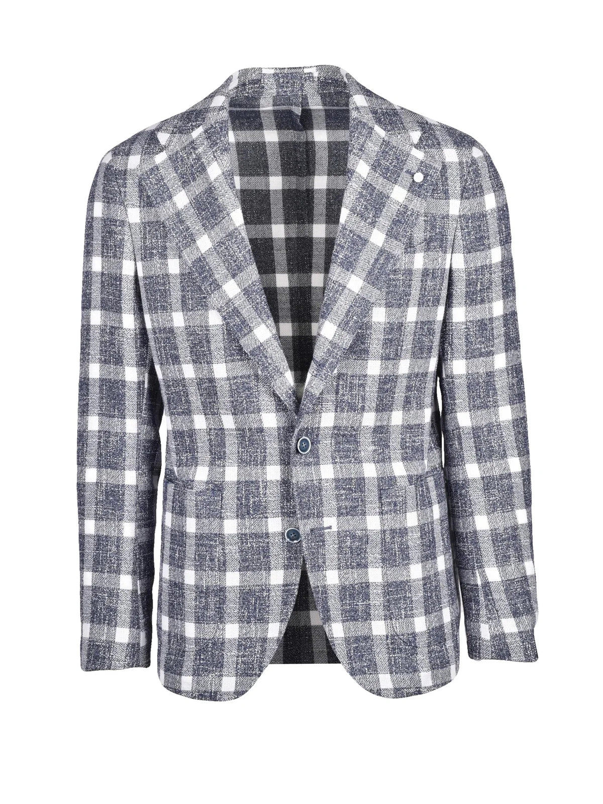 Luigi Bianchi Giacca Blazer Cotone Acrilico Lino - Bianco/Blu