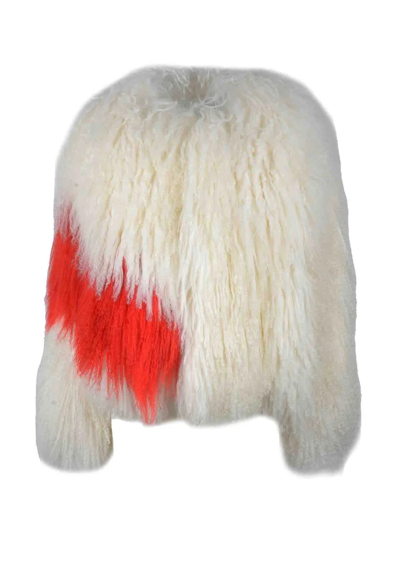 MSGM Capospalla Vera Pelliccia - Bianco/Rosso