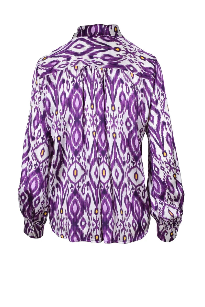 Motel Camicia Viscosa - Bianco/Viola