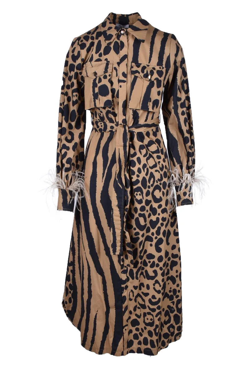Motel Abito Donna in Cotone - Marrone/Nero