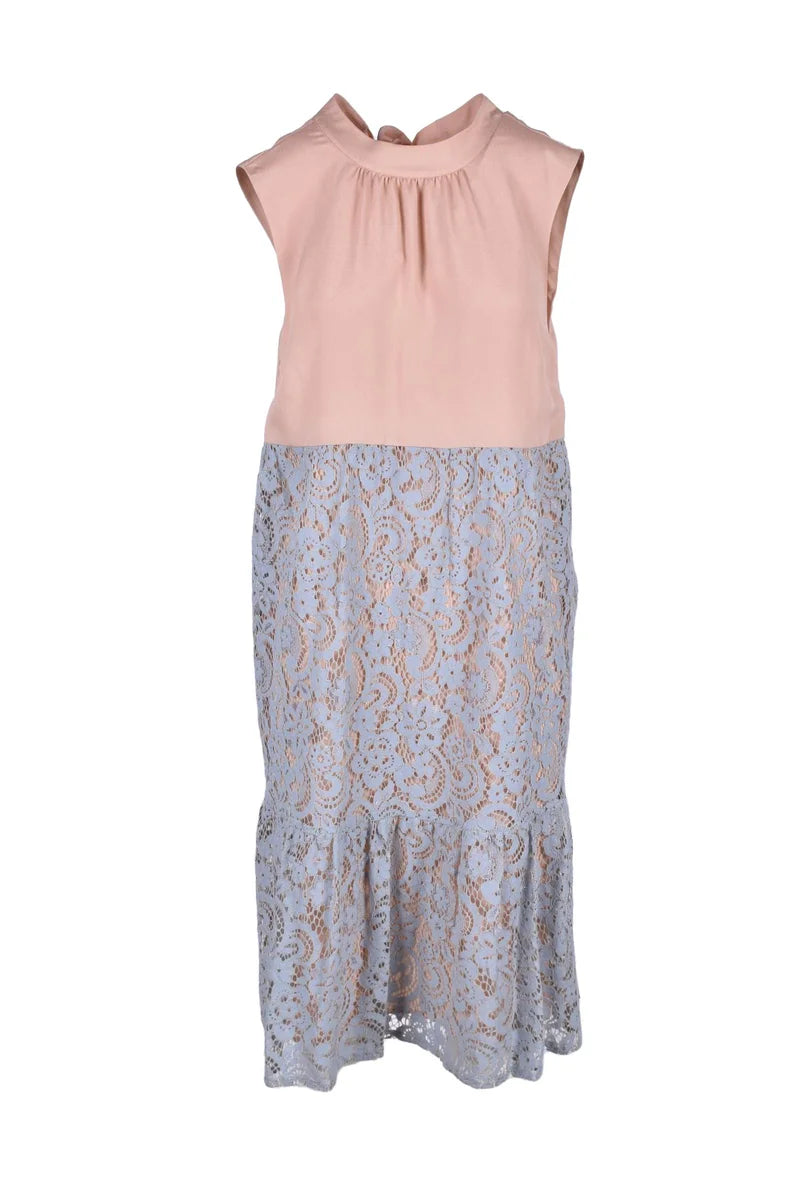 Semicouture Abito Longuette Cotone Misto - Celeste/Rosa