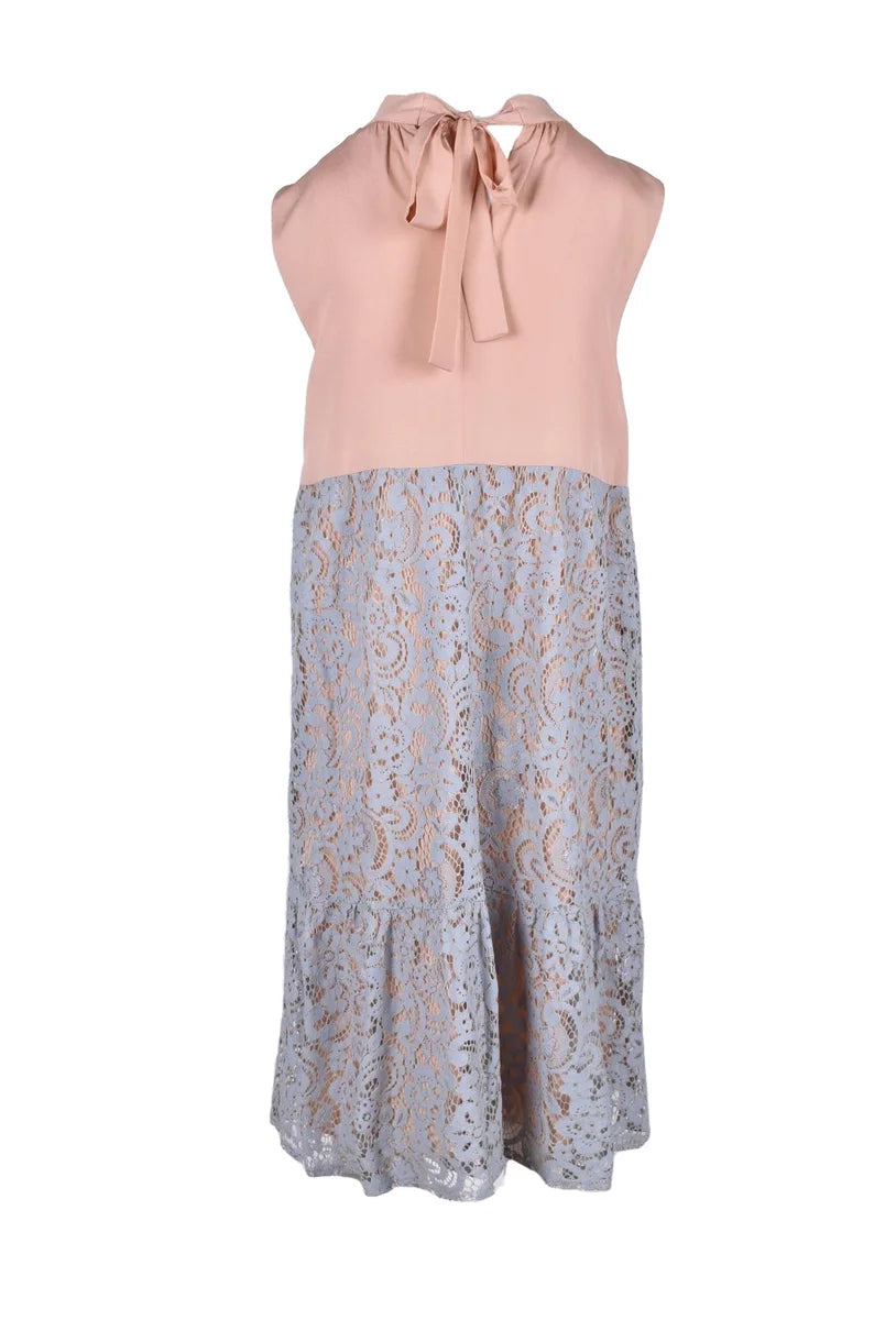 Semicouture Abito Longuette Cotone Misto - Celeste/Rosa
