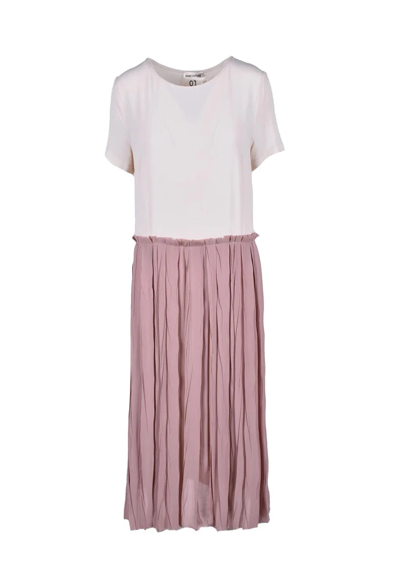 Semicouture Abito Lungo - White/Old Pink