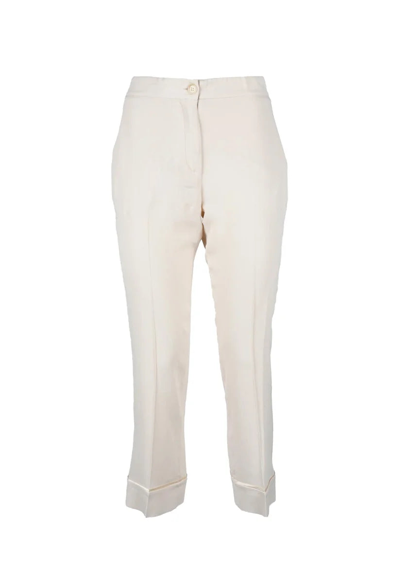 Semicouture Pantaloni Seta Acetato - Bianco