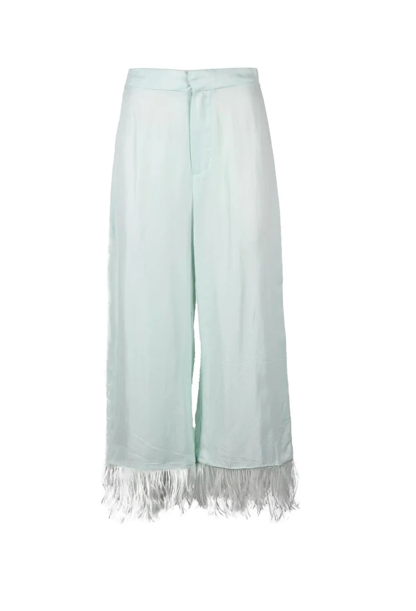 Weili Zheng Pantalone in Cupro - Verde Salvia