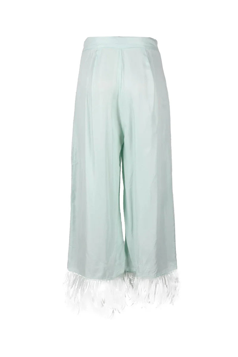 Weili Zheng Pantalone in Cupro - Verde Salvia