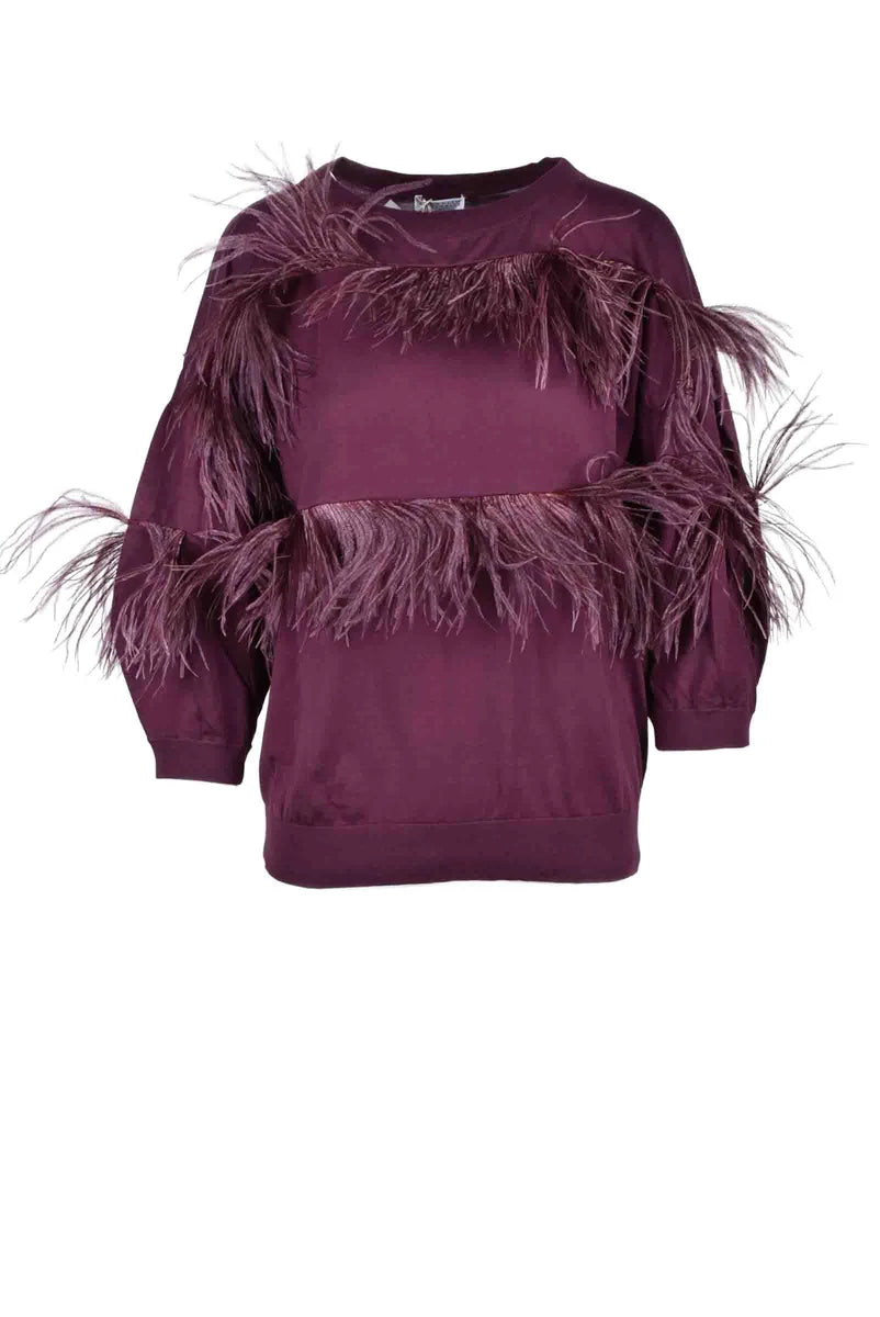 Brunello Cucinelli T-shirt con Piume - Rosso