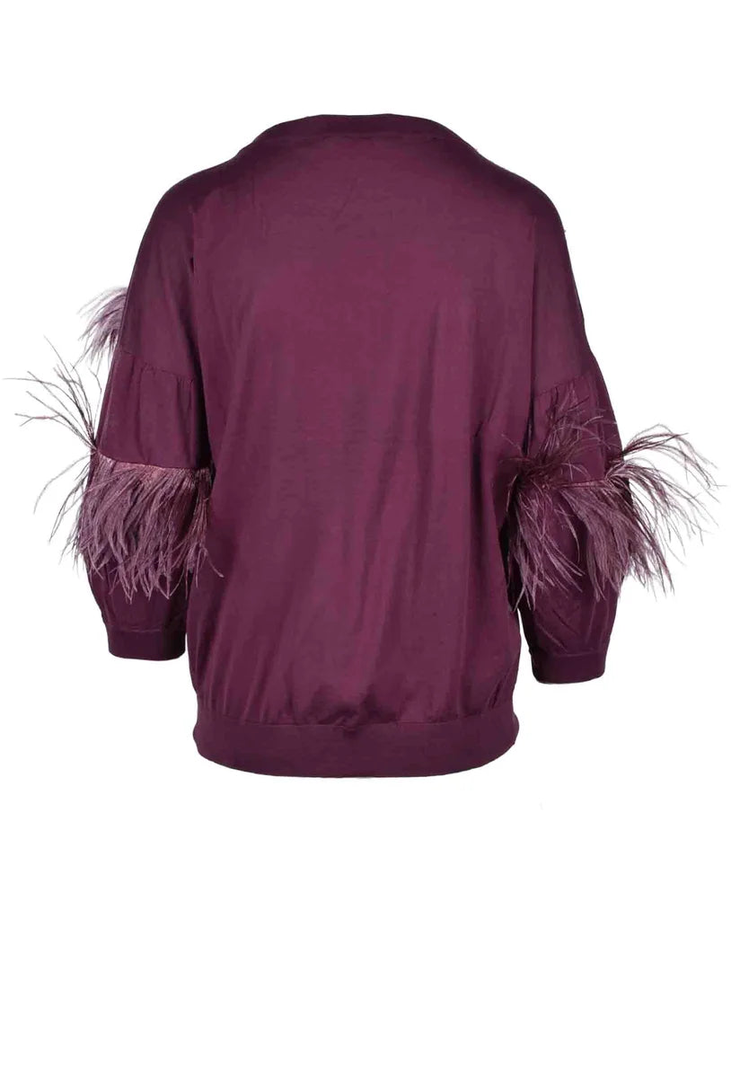 Brunello Cucinelli T-shirt con Piume - Rosso