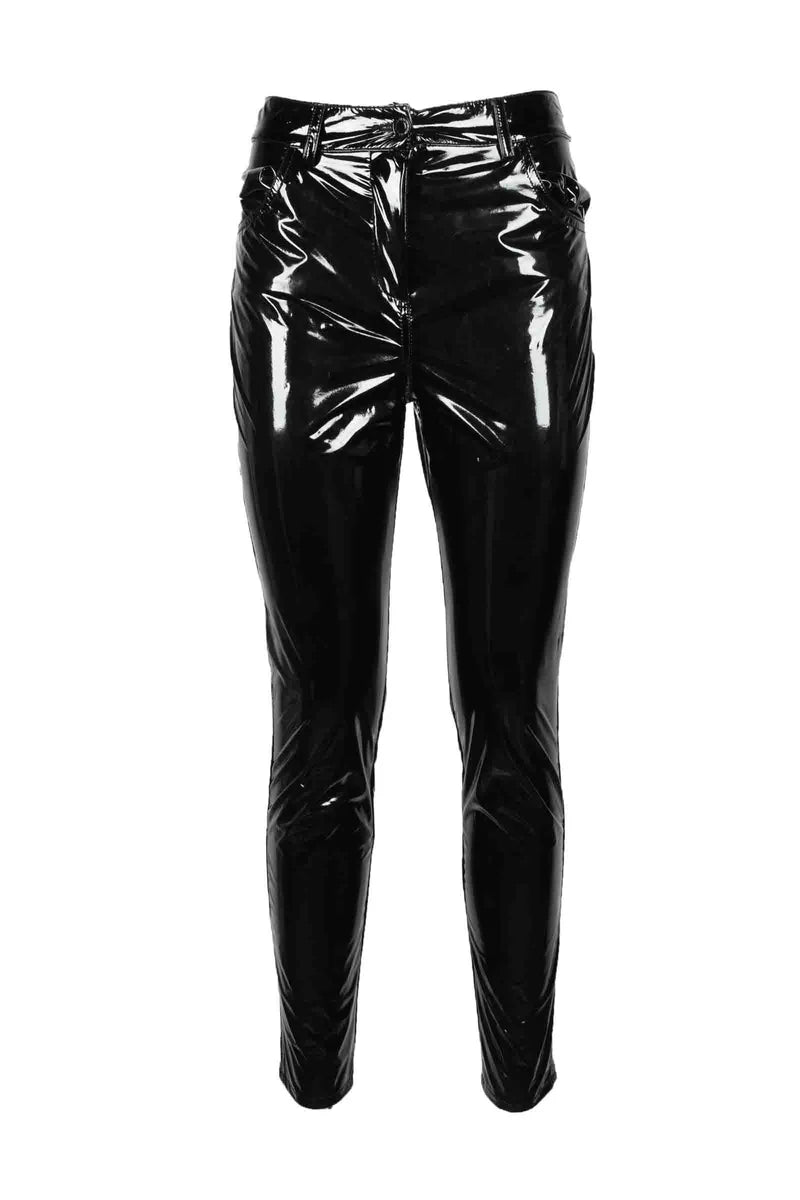 Aniye By Pantalone Stretch Ecopelle - Nero