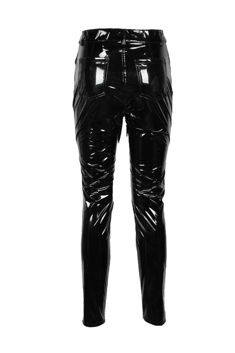 Aniye By Pantalone Stretch Ecopelle - Nero