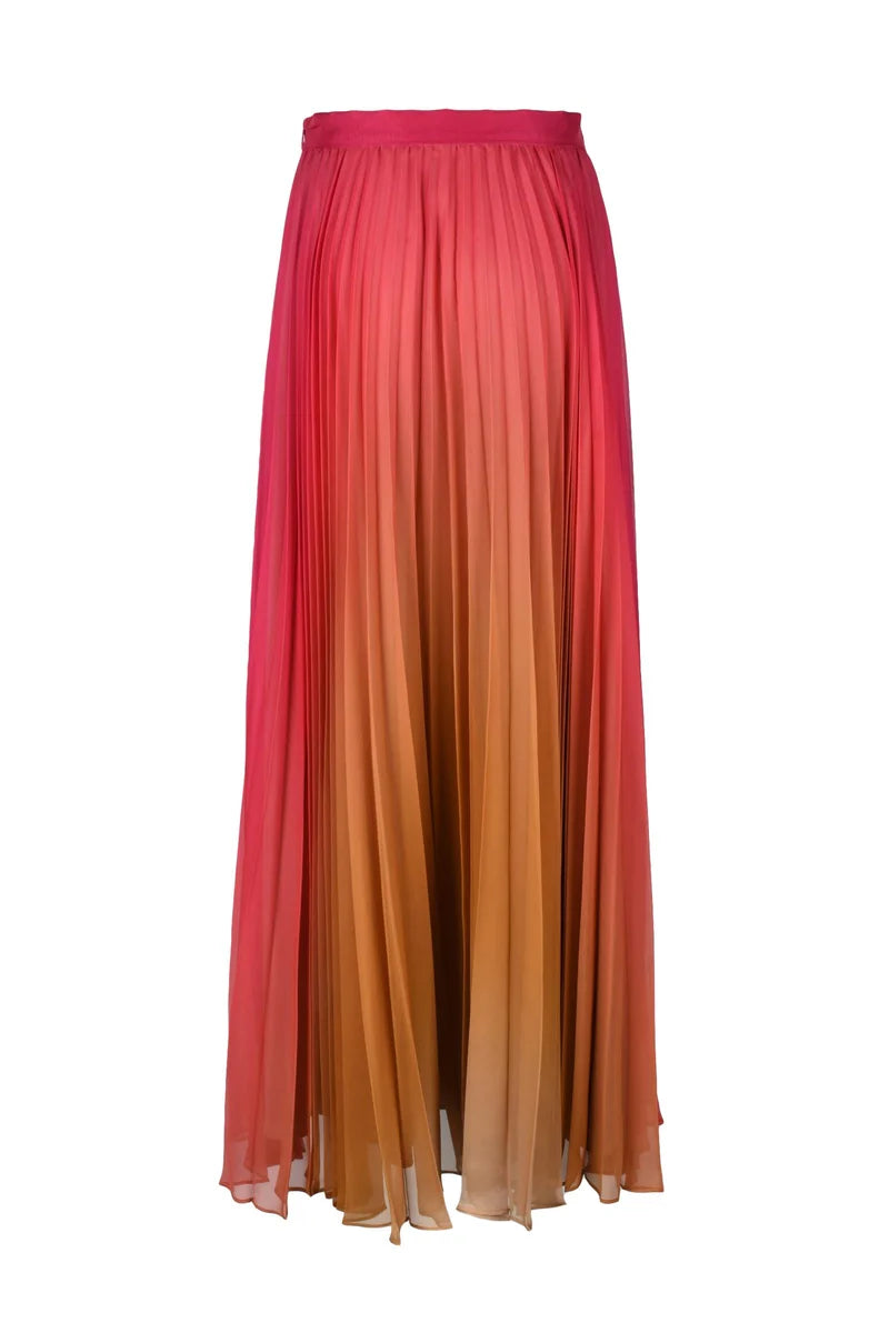Twinset Pleated Polyester Skirt - Beige/Fuchsia