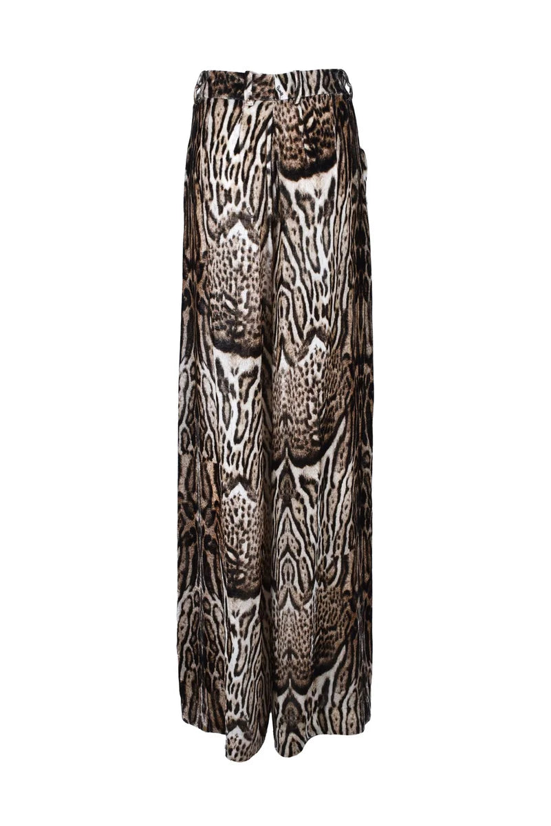 Roberto Cavalli Pantaloni Ciniglia Gamba Larga - Marrone/Nero