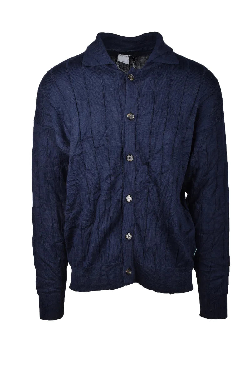 Covert Cardigan in Lana Merino - Blu