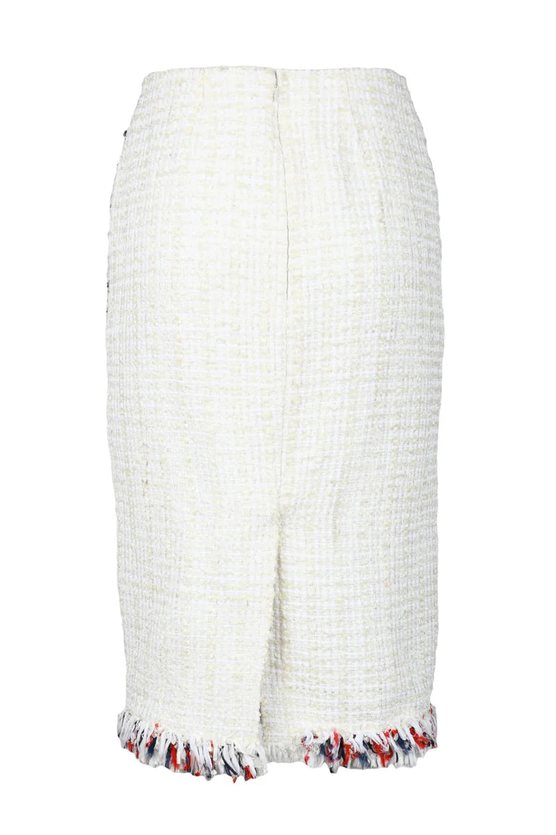 Elisabetta Franchi Gonna Longuette Bouclé Bianco/Rosso