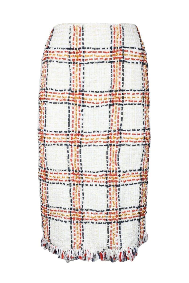Elisabetta Franchi Gonna Longuette Bouclé Bianco/Rosso