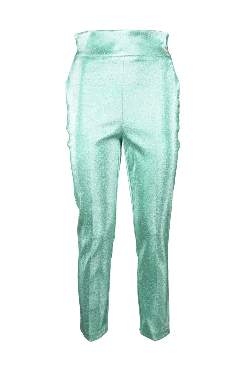 Elisabetta Franchi Pantaloni Metallizzati - Verde Acqua