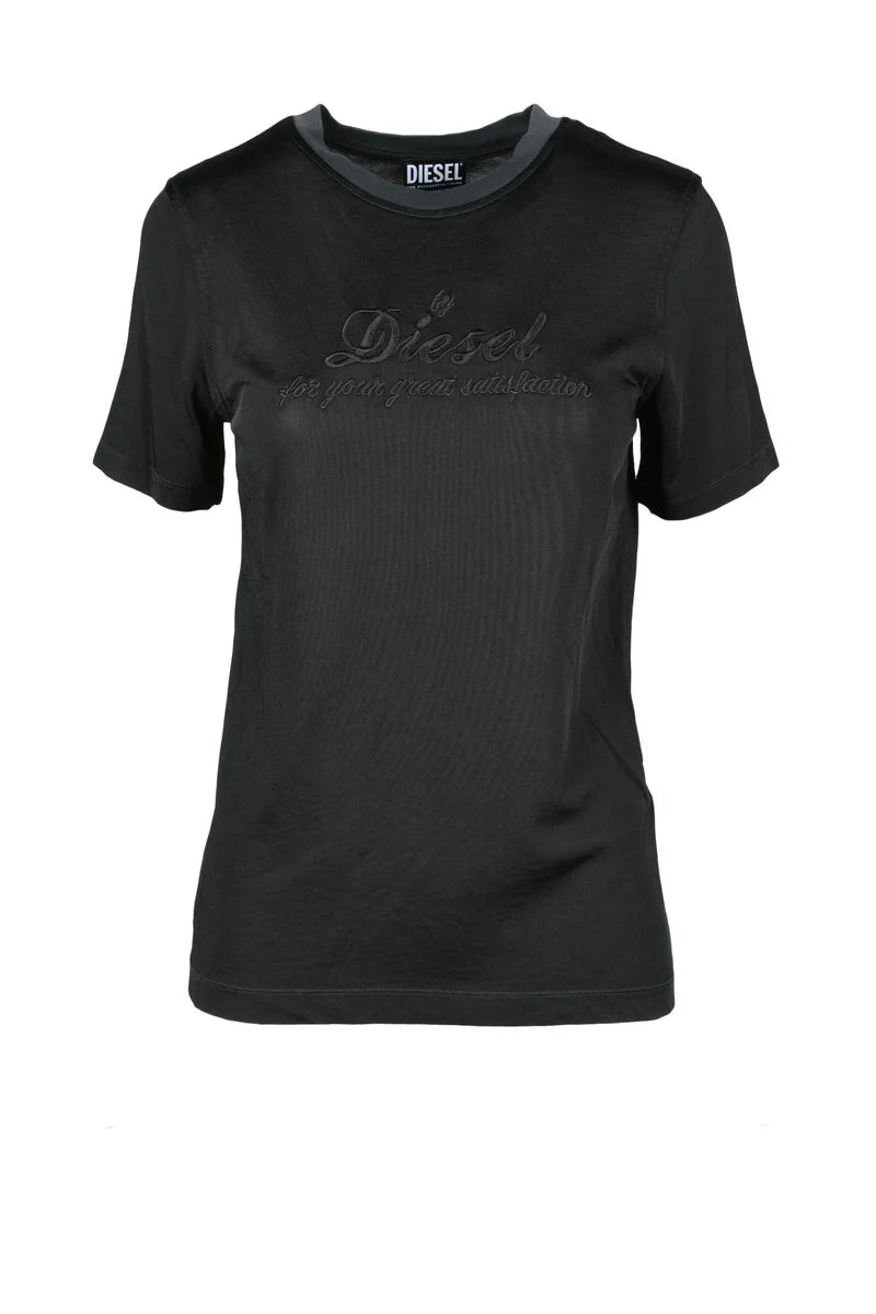 Diesel T-shirt Viscosa e Cotone - Nero