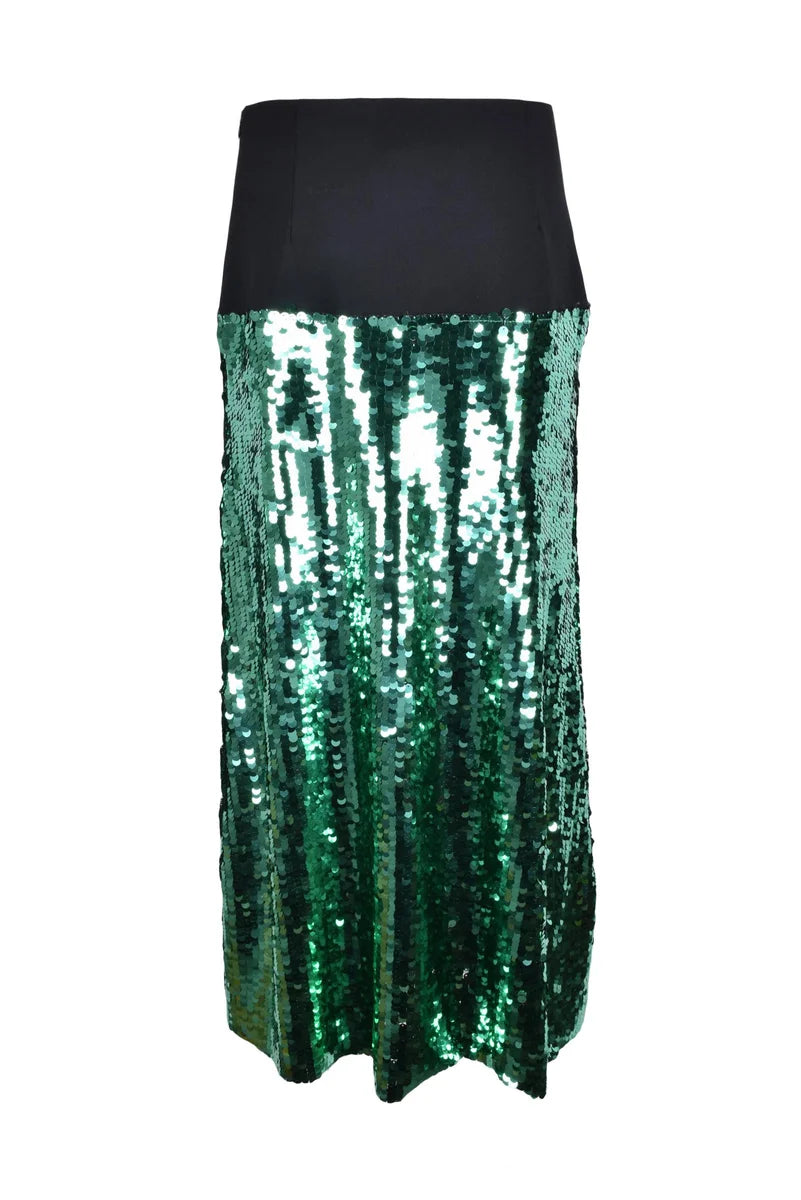 Erika Cavallini Gonna Lunga Verde Paillettes