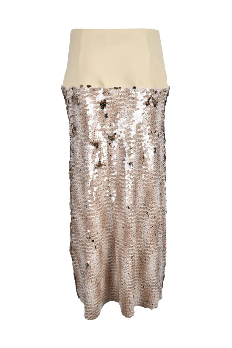 Erika Cavallini Gonna Lunga Beige Paillettes