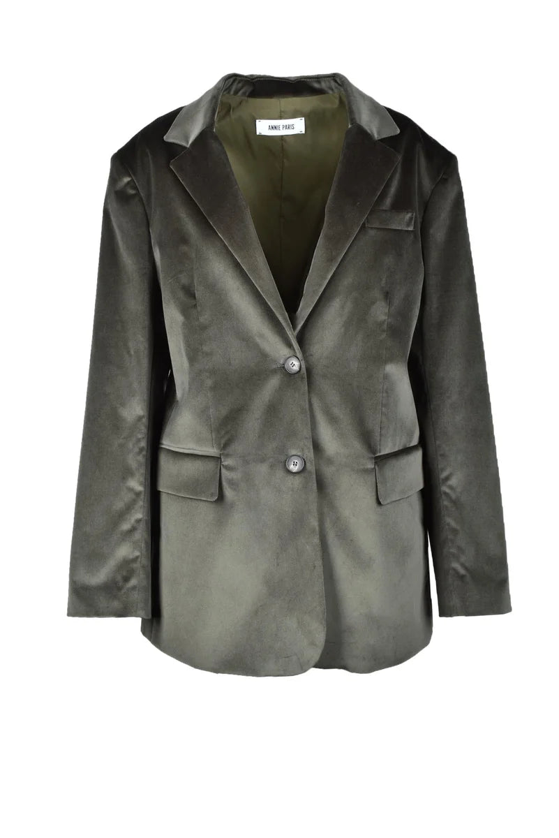 Annie Paris Giacca Velluto Verde
