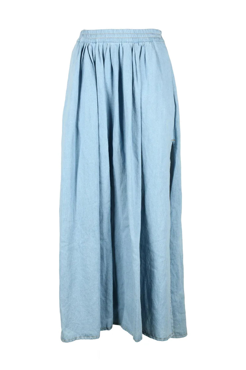 Forte_forte Gonna Lunga Denim Lino - Denim