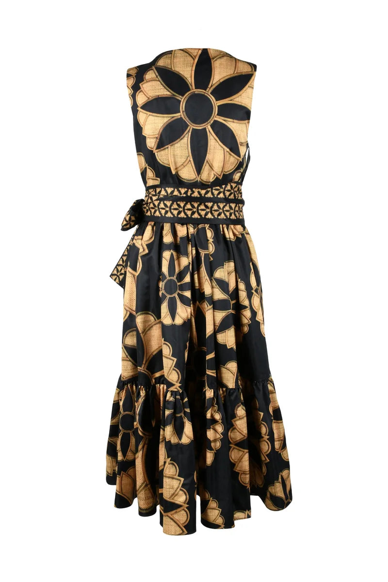 Twins Fantasy Abito Lungo a Portafoglio - Black/Brown
