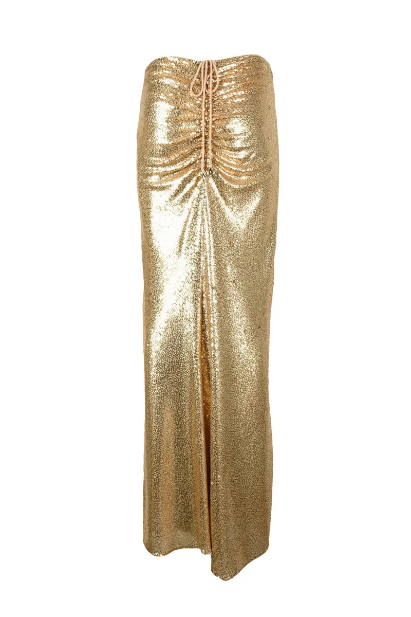 Patrizia Pepe Gonna Lunga Paillettes - Oro