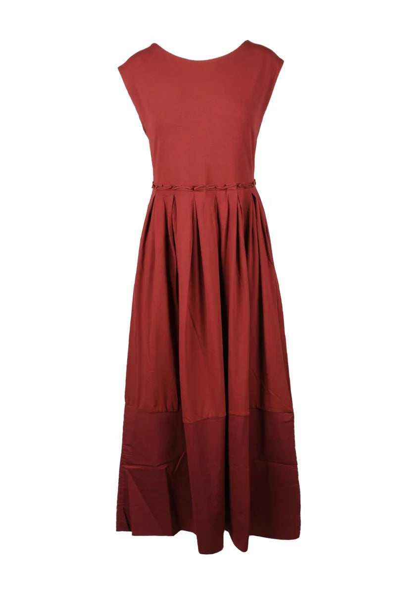 Alpha Studio Abito Lungo Cotone ed Elastan - Rosso