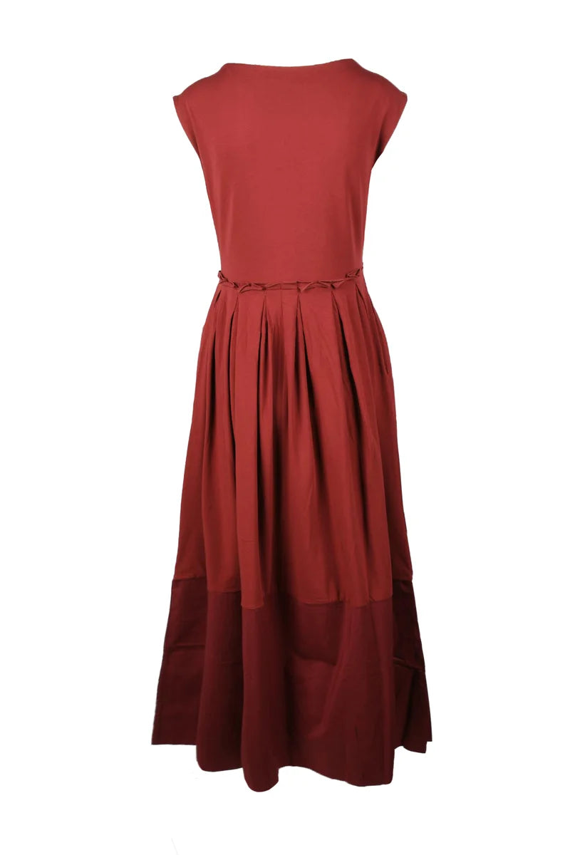 Alpha Studio Abito Lungo Cotone ed Elastan - Rosso