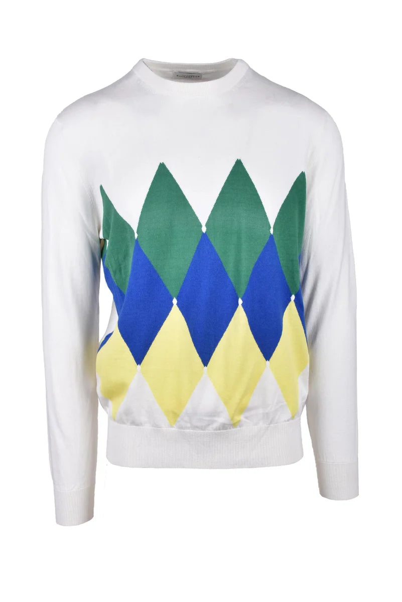 Ballantyne Maglione Cotone e Cashmere - Bianco/Verde