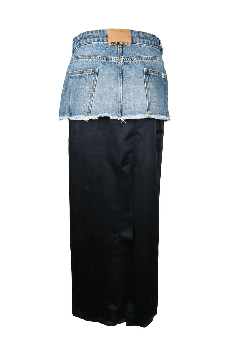 Semicouture Gonna Lunga Patchwork - Blu