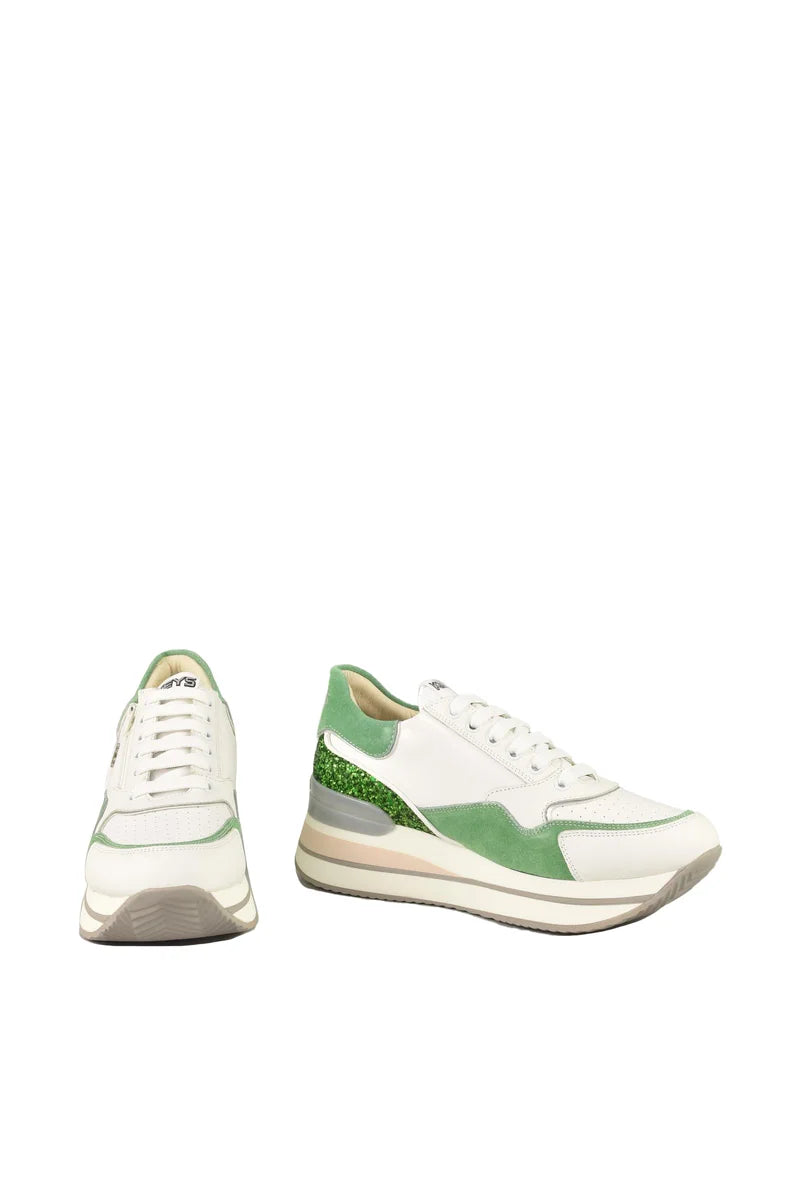 Keys Sneakers Pelle Gomma - Bianco/Verde