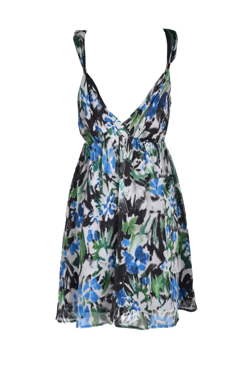 Pinko Abito Corto Chiffon - Green/Lightblue